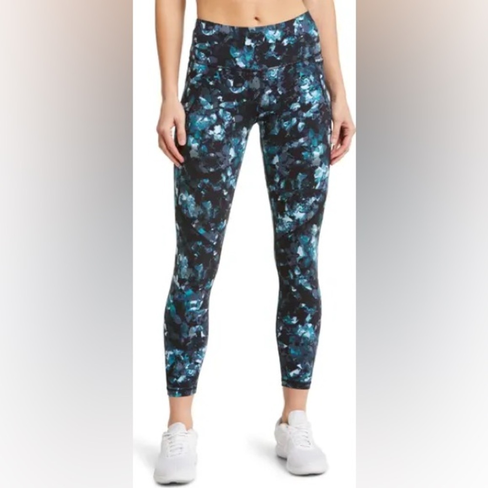 Sweaty Betty Full Length Power Yoga Sporty Leggings Green Deep Lake Camo Size XS